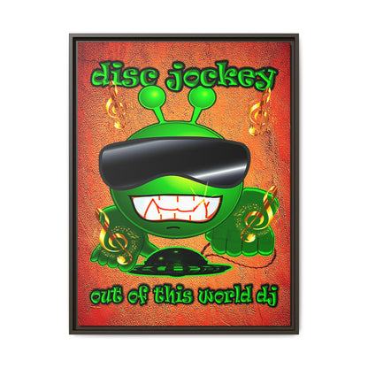 disc jockey - framed canvas art (burnt orange)