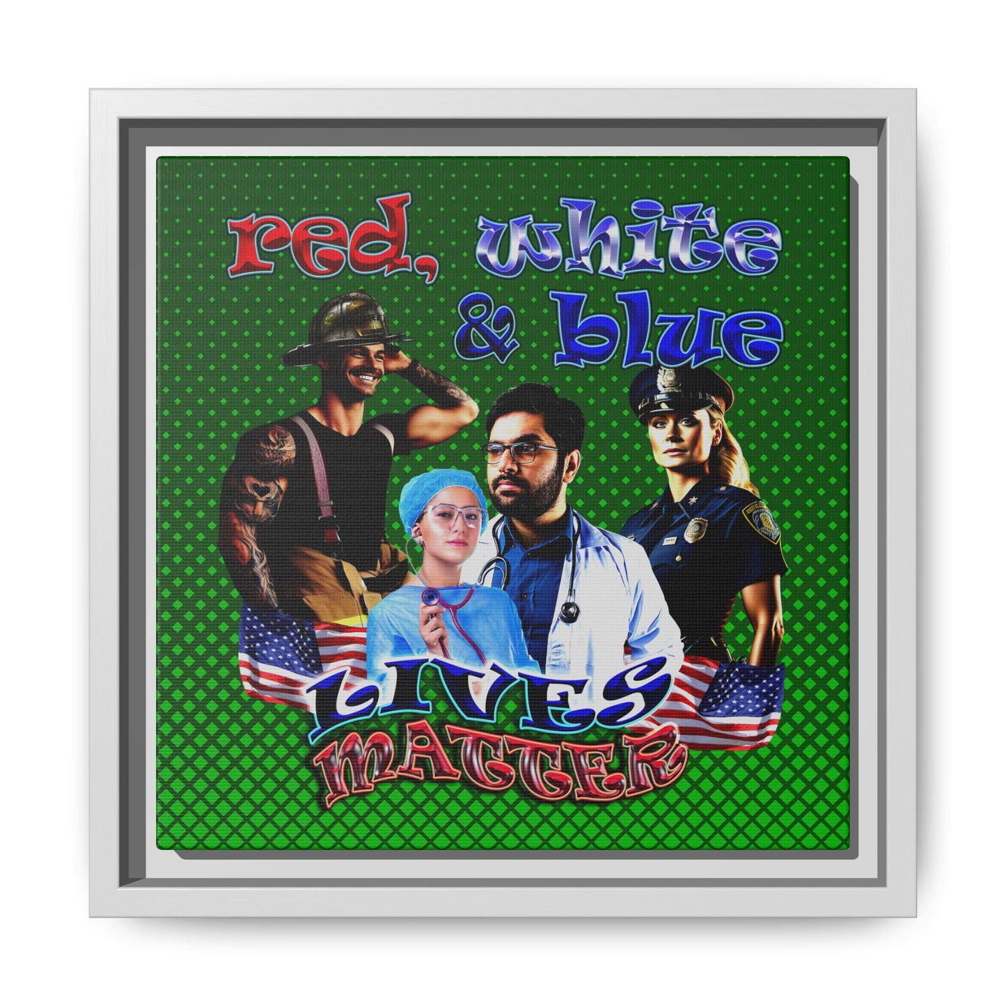 rw&b lives matter - framed canvas art (logo green)