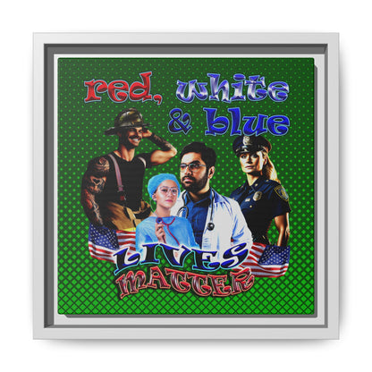 rw&b lives matter - framed canvas art (logo green)