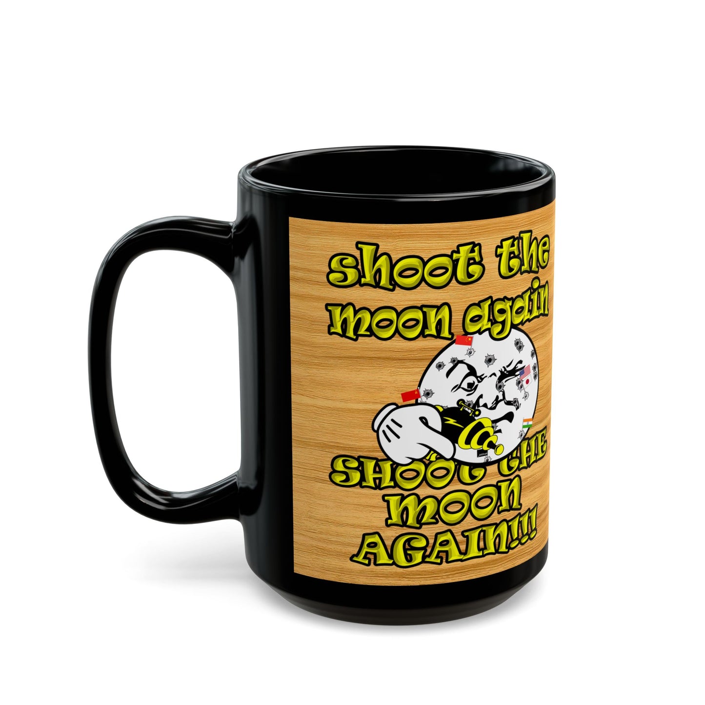 shoot the moon again - Black Mug (butterscotch wood finish)