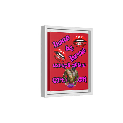 hoes b4 bros - framed canvas art (dark red)