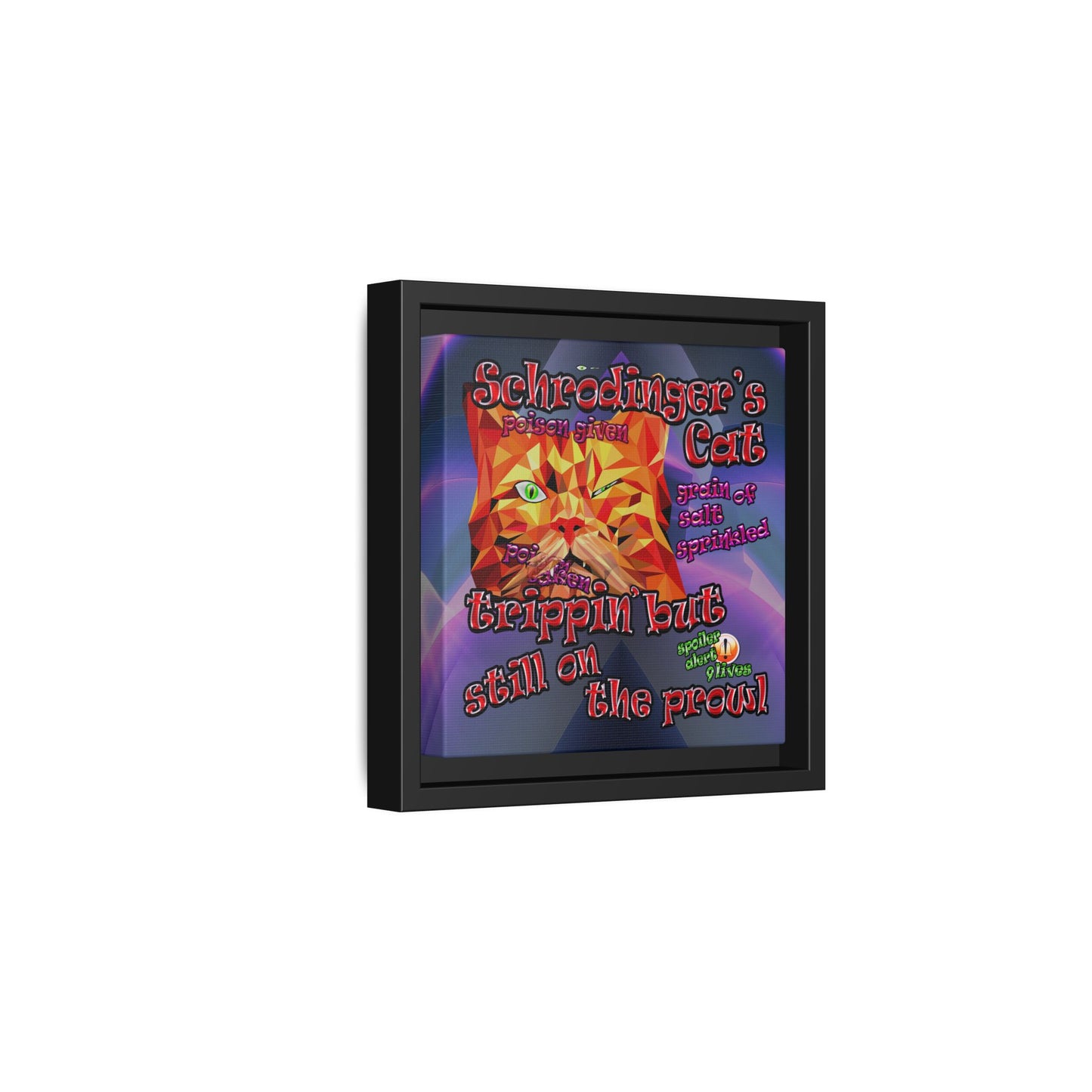 schrodinger's cat - framed canvas art (grey-pink wave)