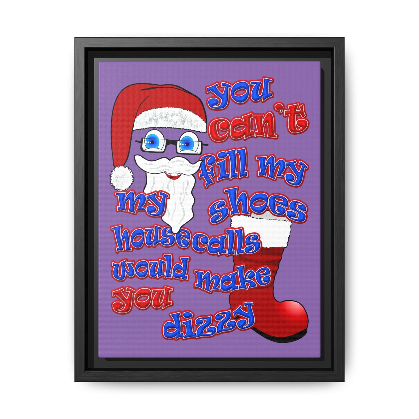 santa's shoes - framed canvas art (light purple)