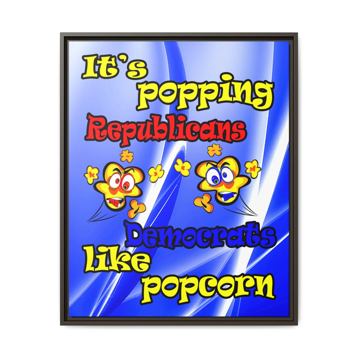 popping like popcorn - framed canvas art (blue-white wave)