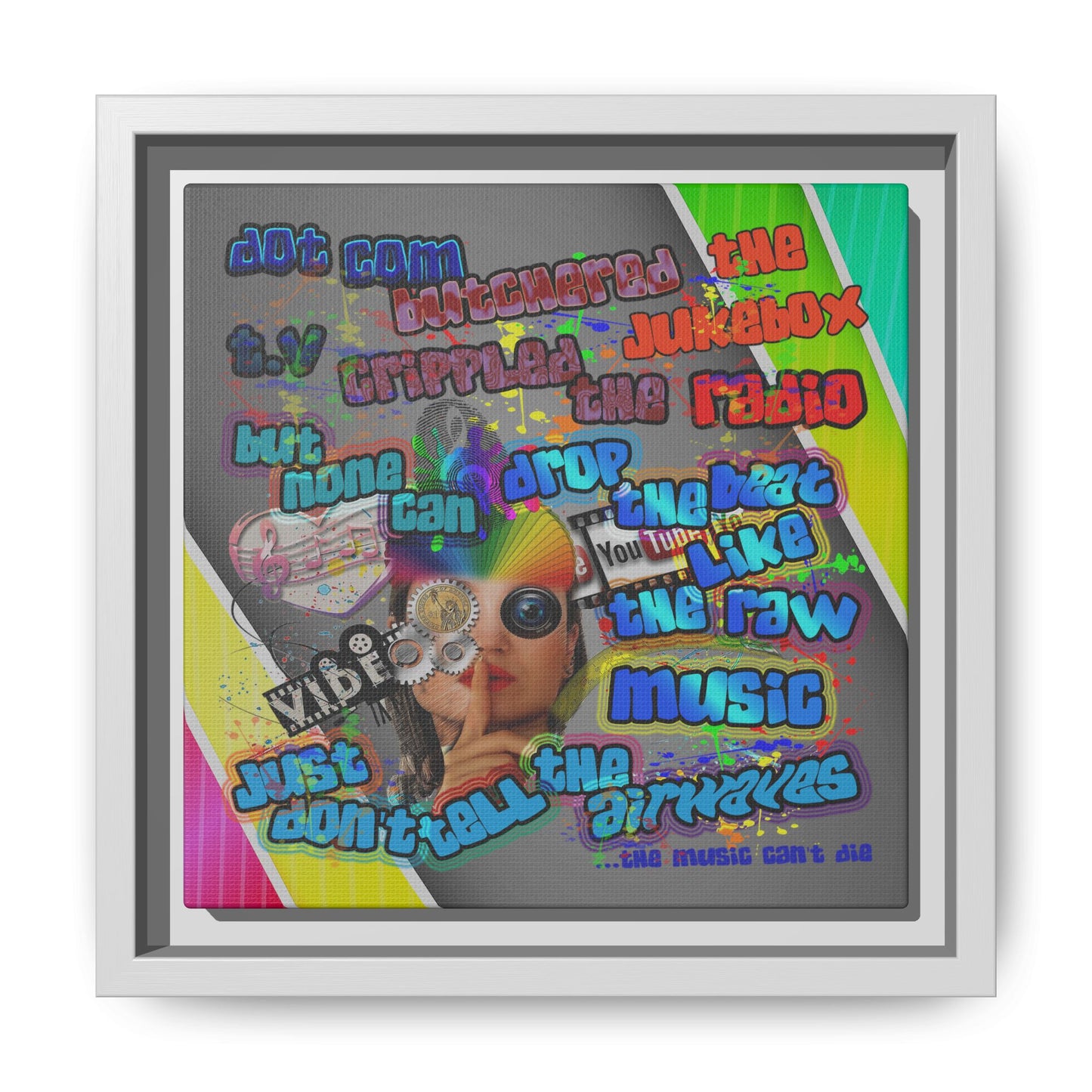 drop the beat - framed canvas art (rainbow split)