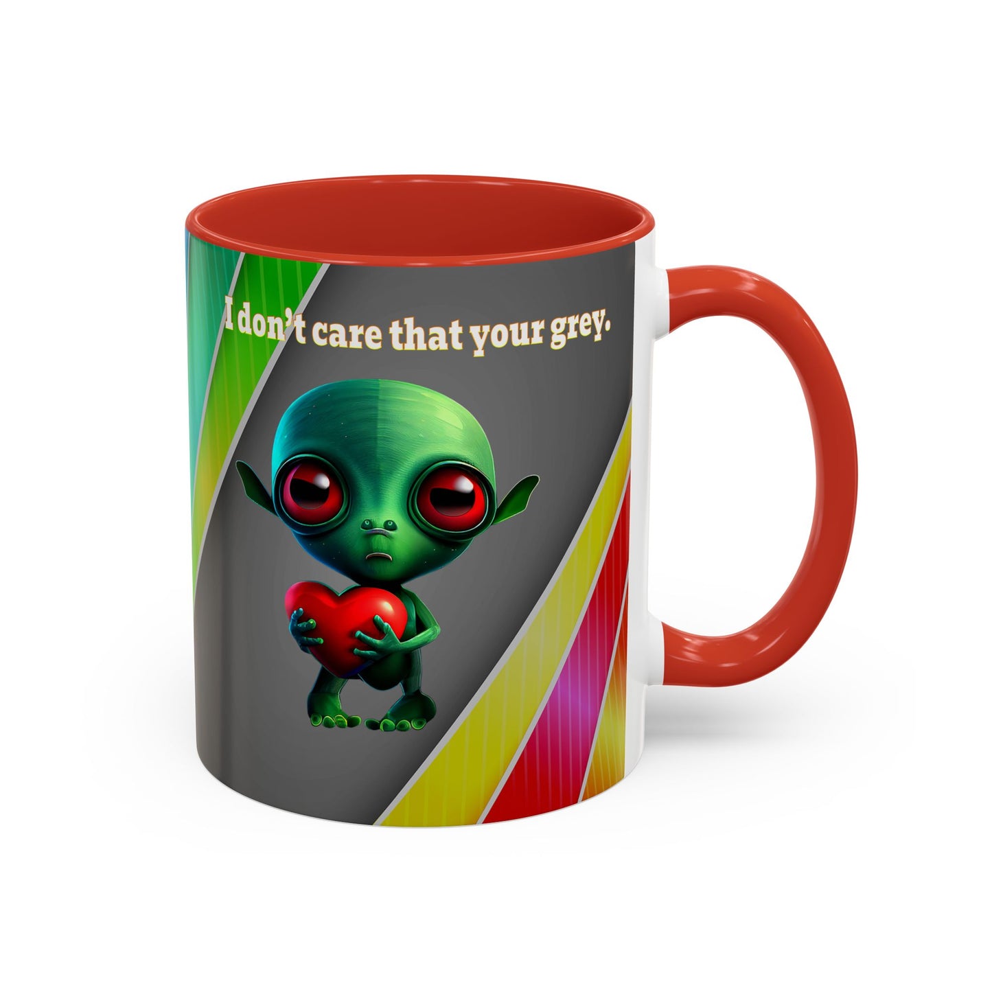 I don't care that your grey - Accent Mug (rainbow split)