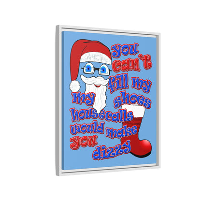 santa's shoes - framed canvas art (light blue)