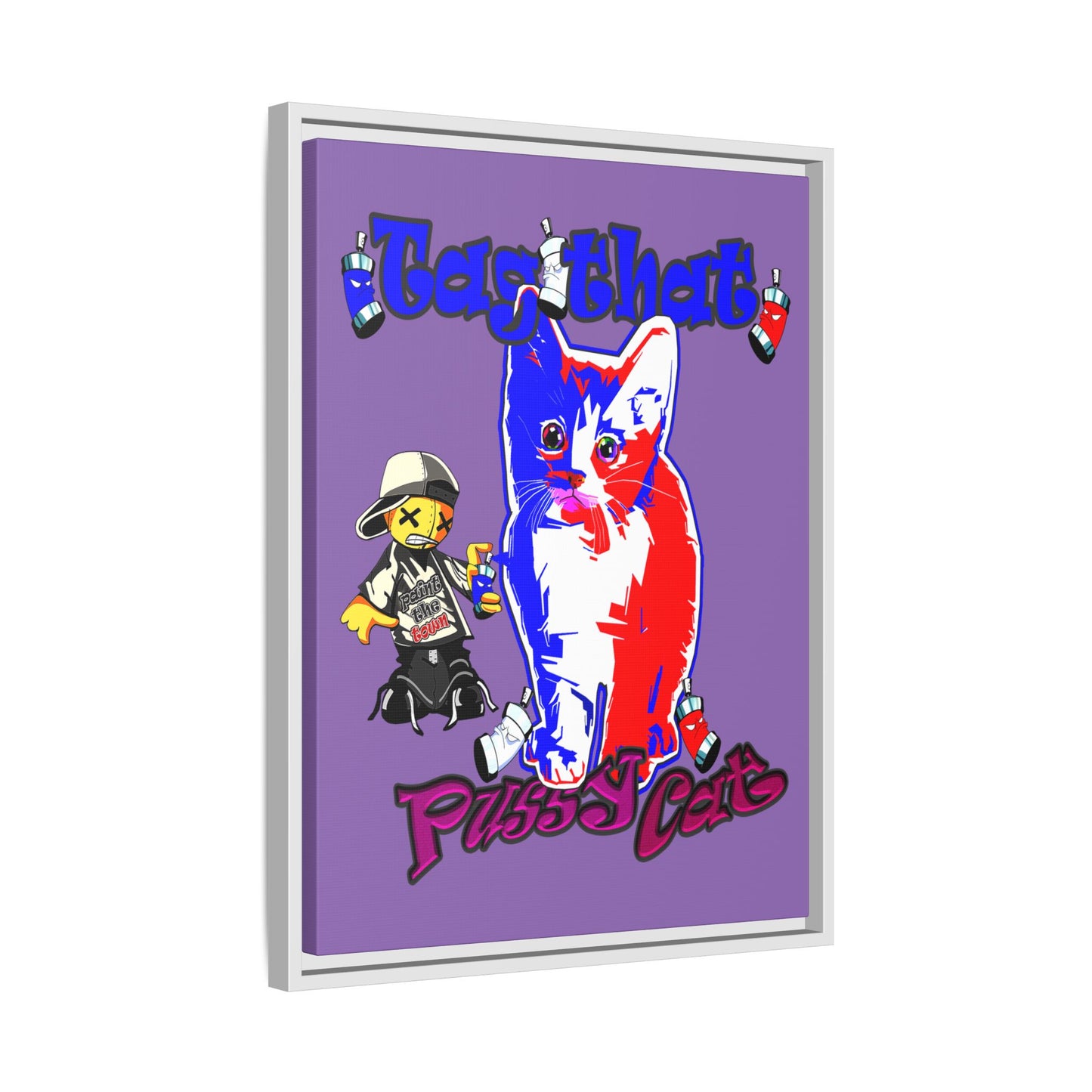 tag that - framed canvas art (light purple)