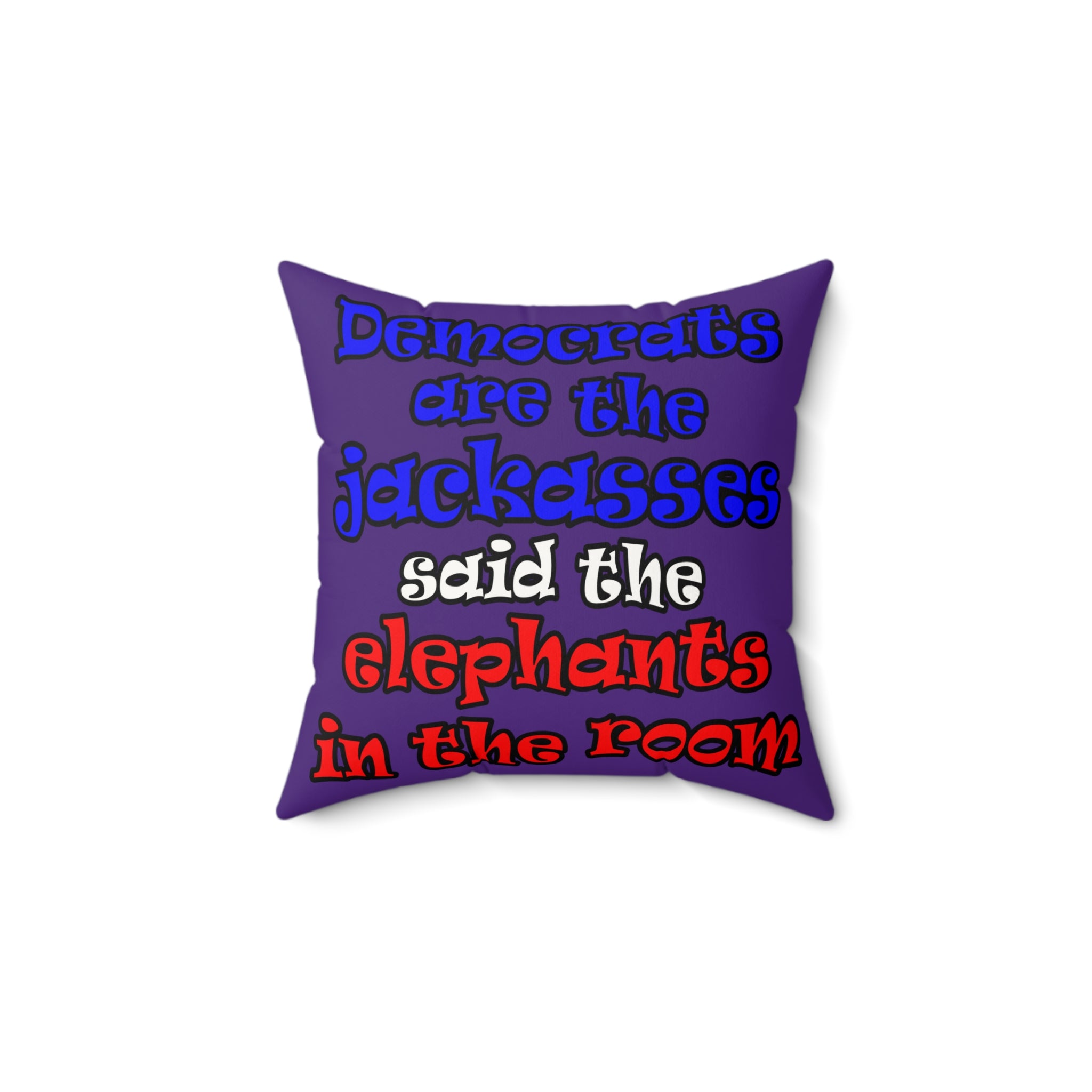 donkeys and elephants - Faux Suede Square Pillow - (purple)