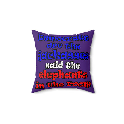 donkeys and elephants - Faux Suede Square Pillow - (purple)