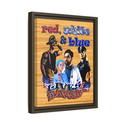 rw&b lives matter - framed canvas art (butterscotch wood finish)