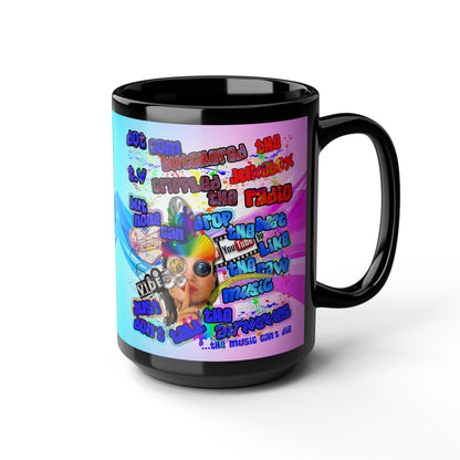drop the beat - Black Mug (light blue-pink wave)