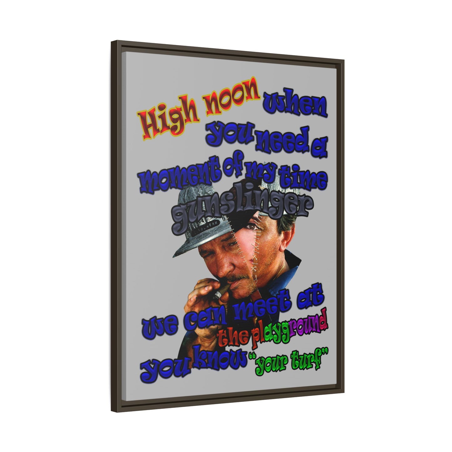 high noon - framed canvas art (light grey)