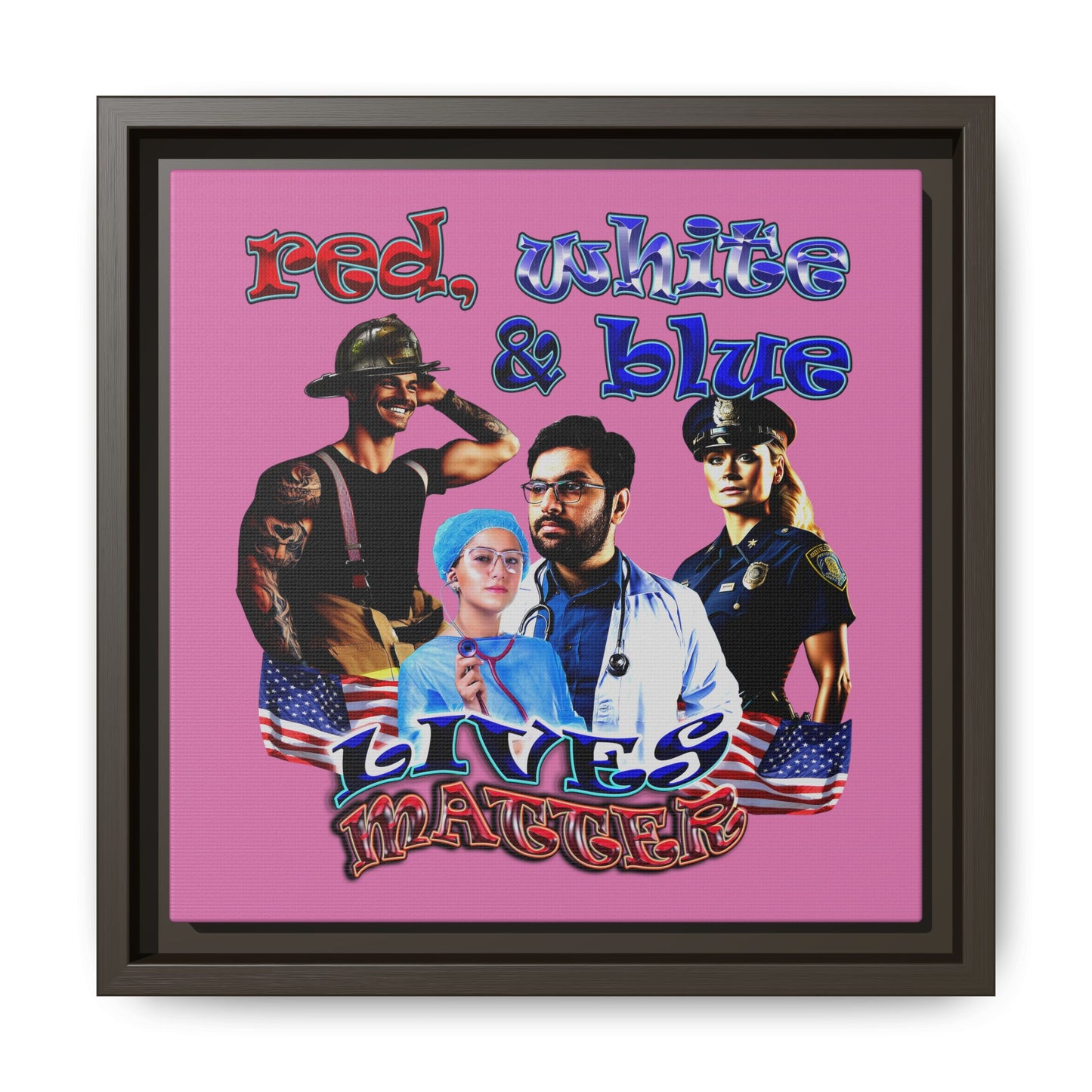rw&b lives matter - framed canvas art (light pink)