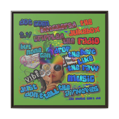 drop the beat - framed canvas art (green)