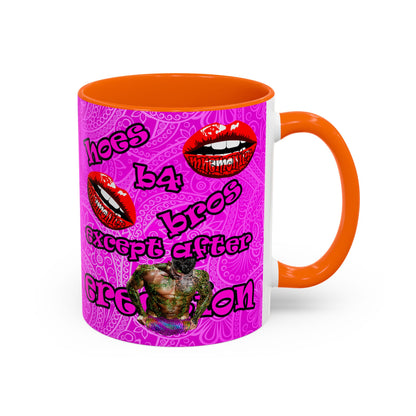 hoes b4 bros - Accent Mug (pink swirl)