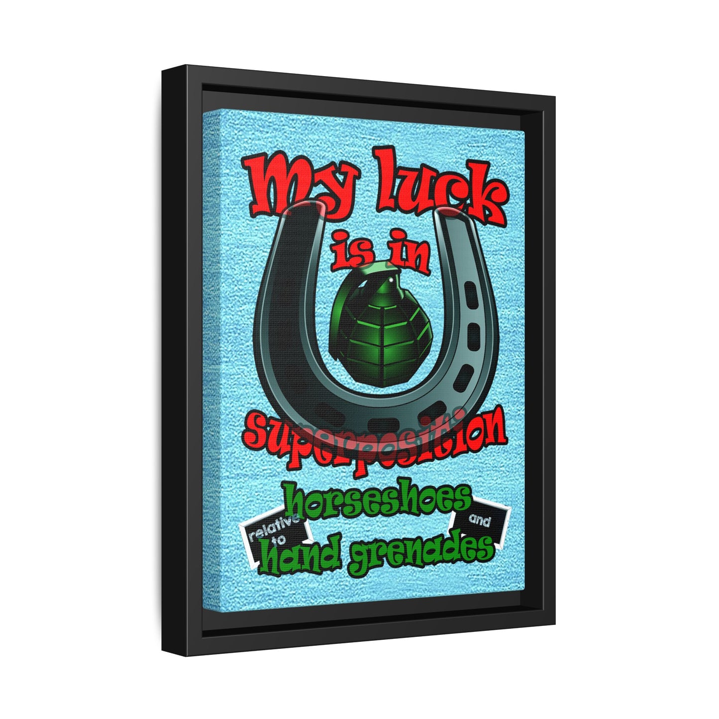 my luck - framed canvas art (faded blue)