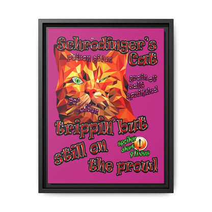 schrodinger's cat - framed canvas art (pink)