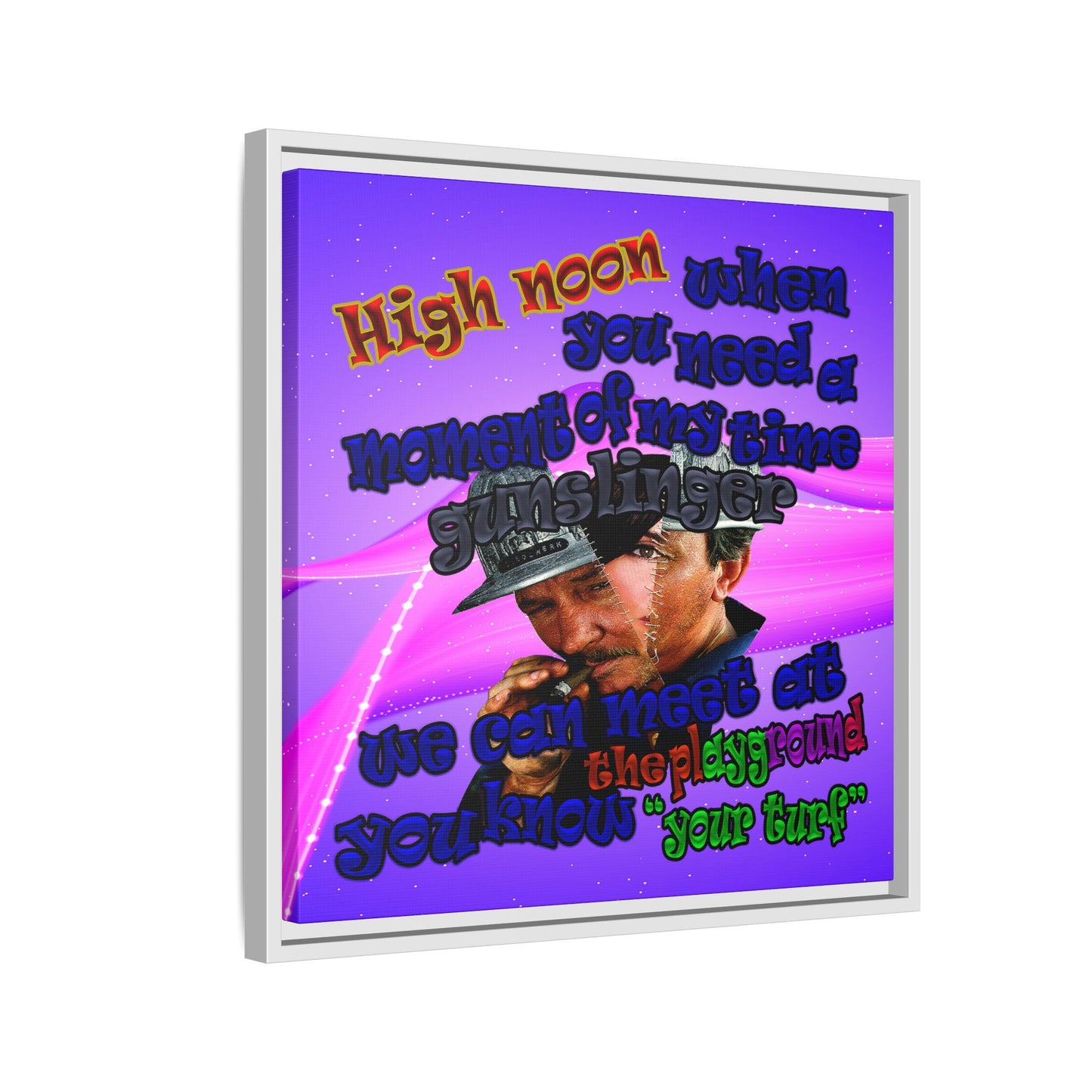 high noon - framed canvas art (purple-pink wave)