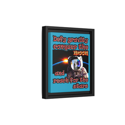 defy conquer reach - framed canvas art (turquoise)