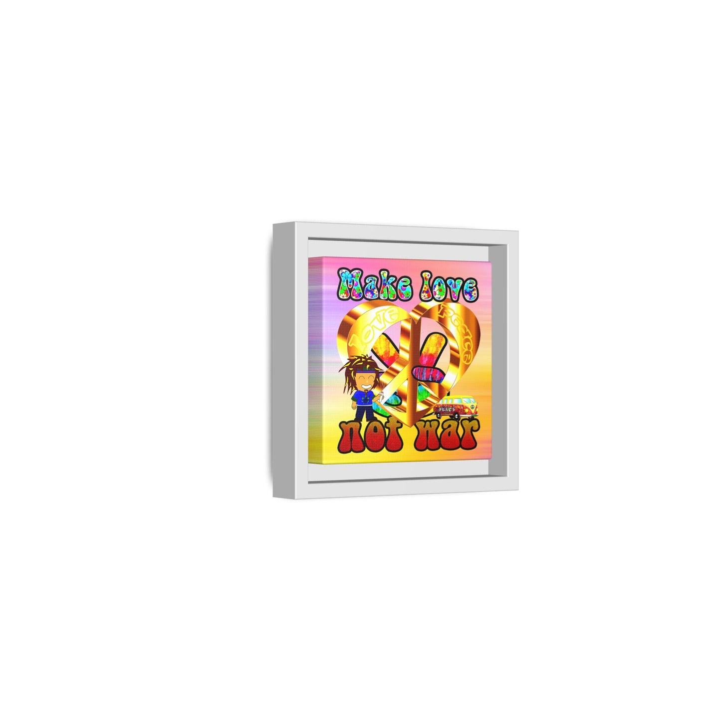 love peace - framed canvas art (color blur)