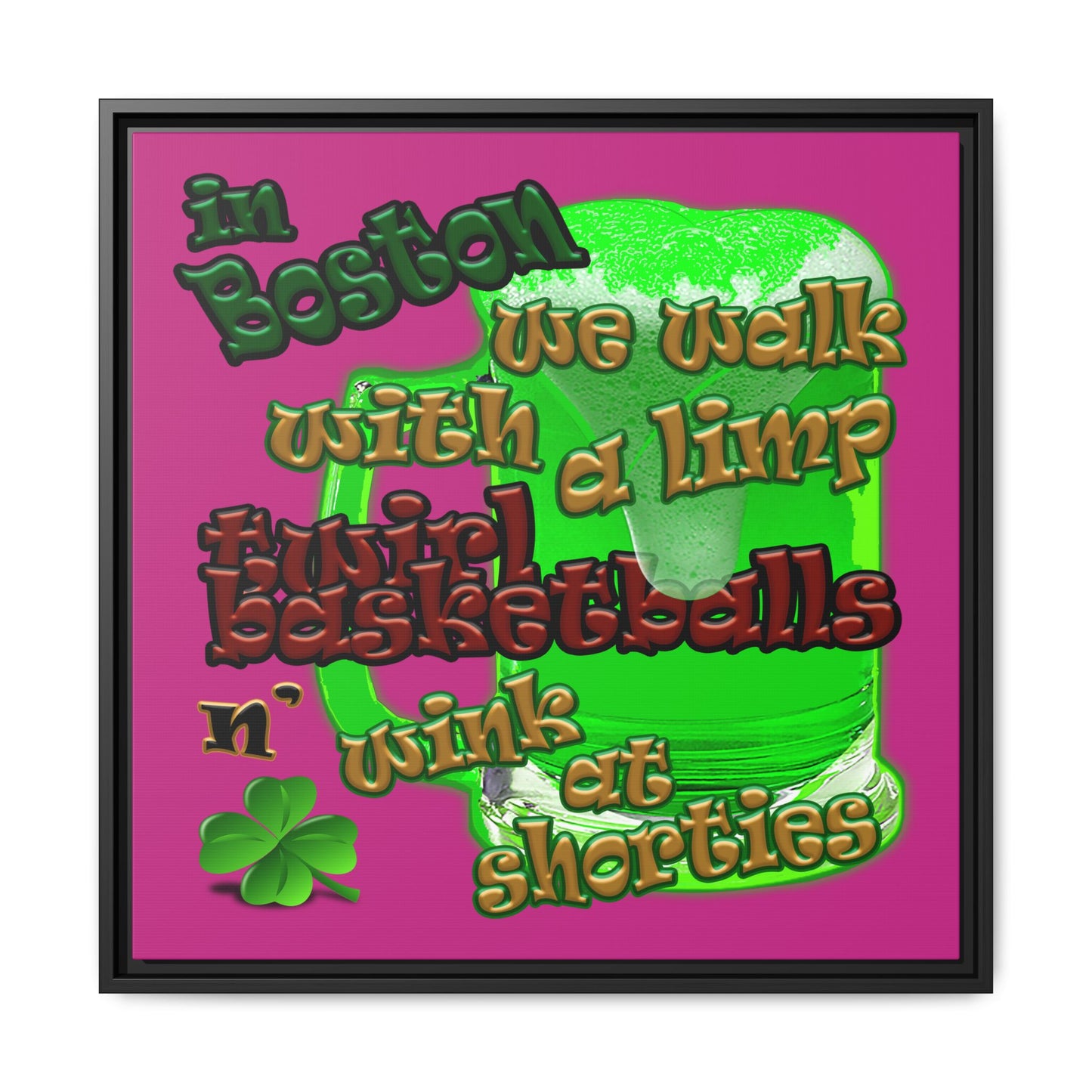 celtics logo - framed canvas art (pink)