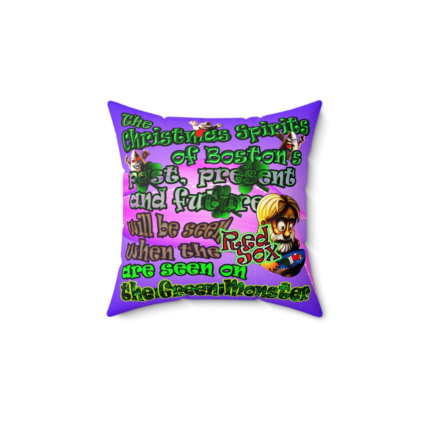 christmas spirits of boston - Spun Polyester Square Pillow - (purple-pink wave)