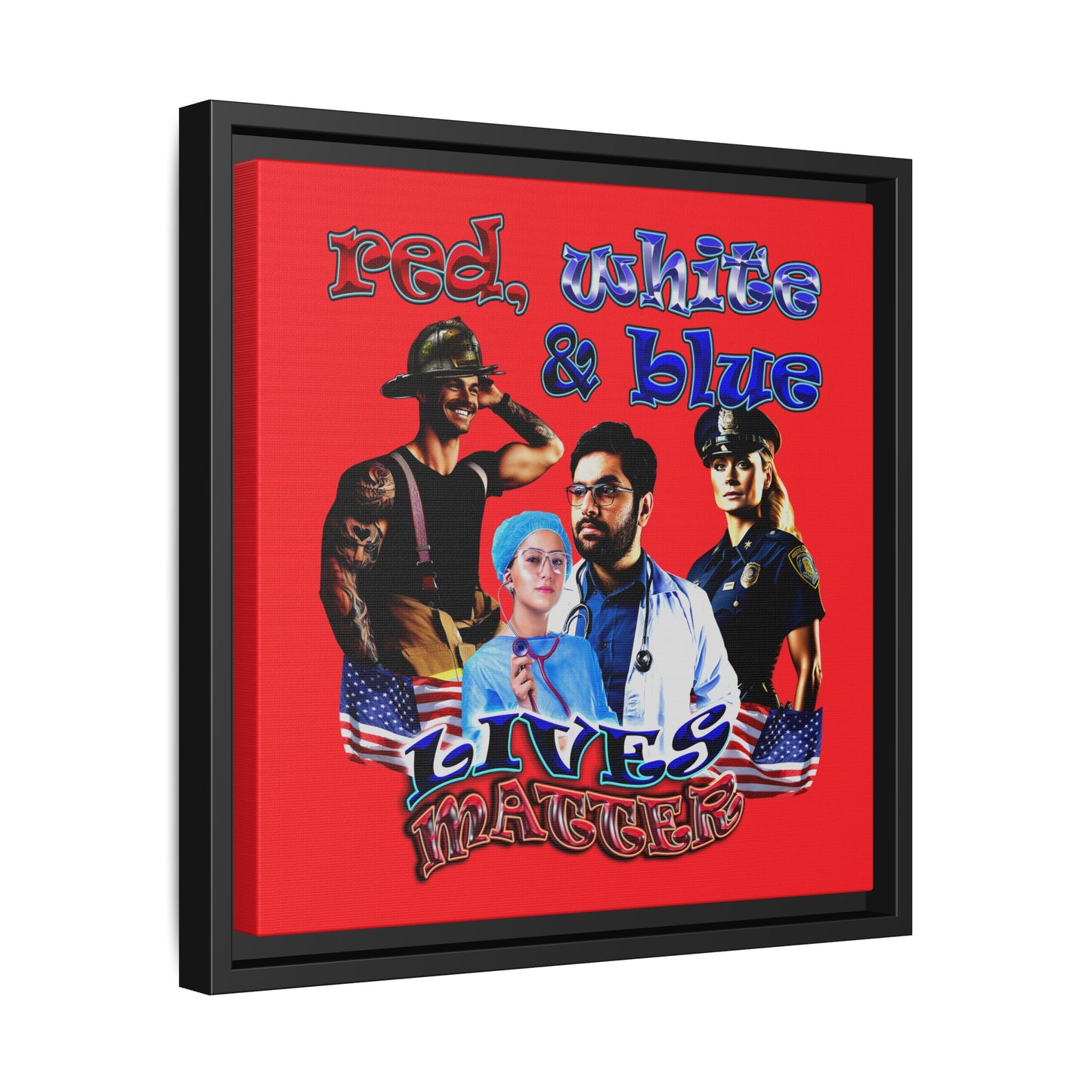 rw&b lives matter - framed canvas art (red)
