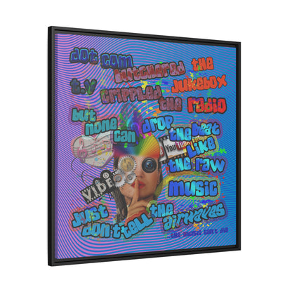 drop the beat - framed canvas art (light blue-purple wave)