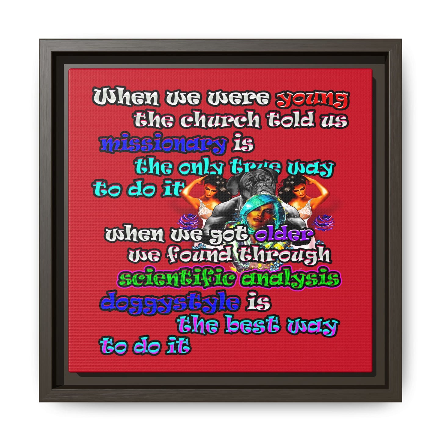 doggystyle - framed canvas art (dark red)