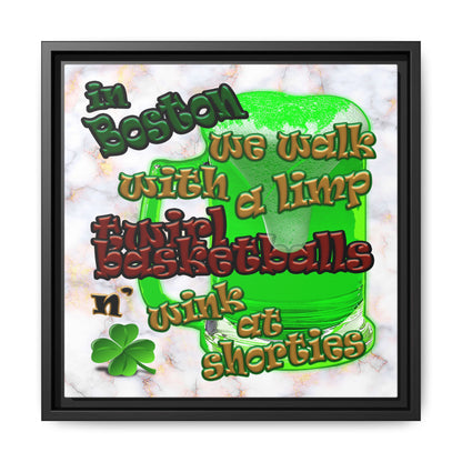 celtics logo - framed canvas art (white marble)