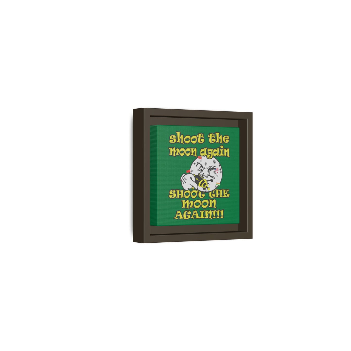 shoot the moon again - framed canvas art (dark green)