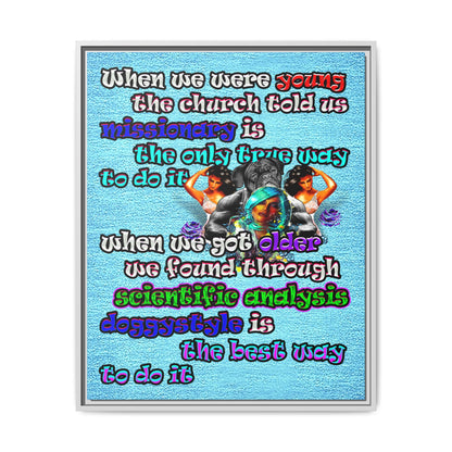 doggystyle - framed canvas art (faded blue)