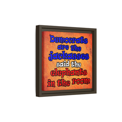 donkeys and elephants - framed canvas art (burnt orange)