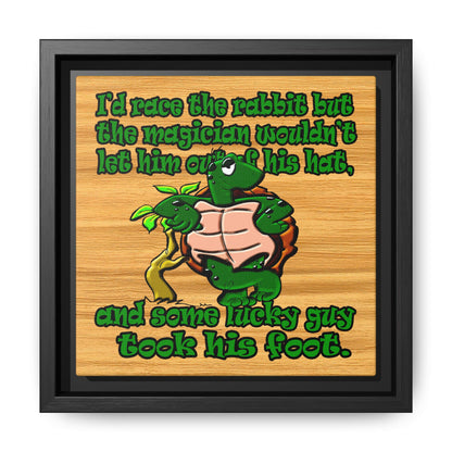 turtle race - framed canvas art (butterscotch wood finish)