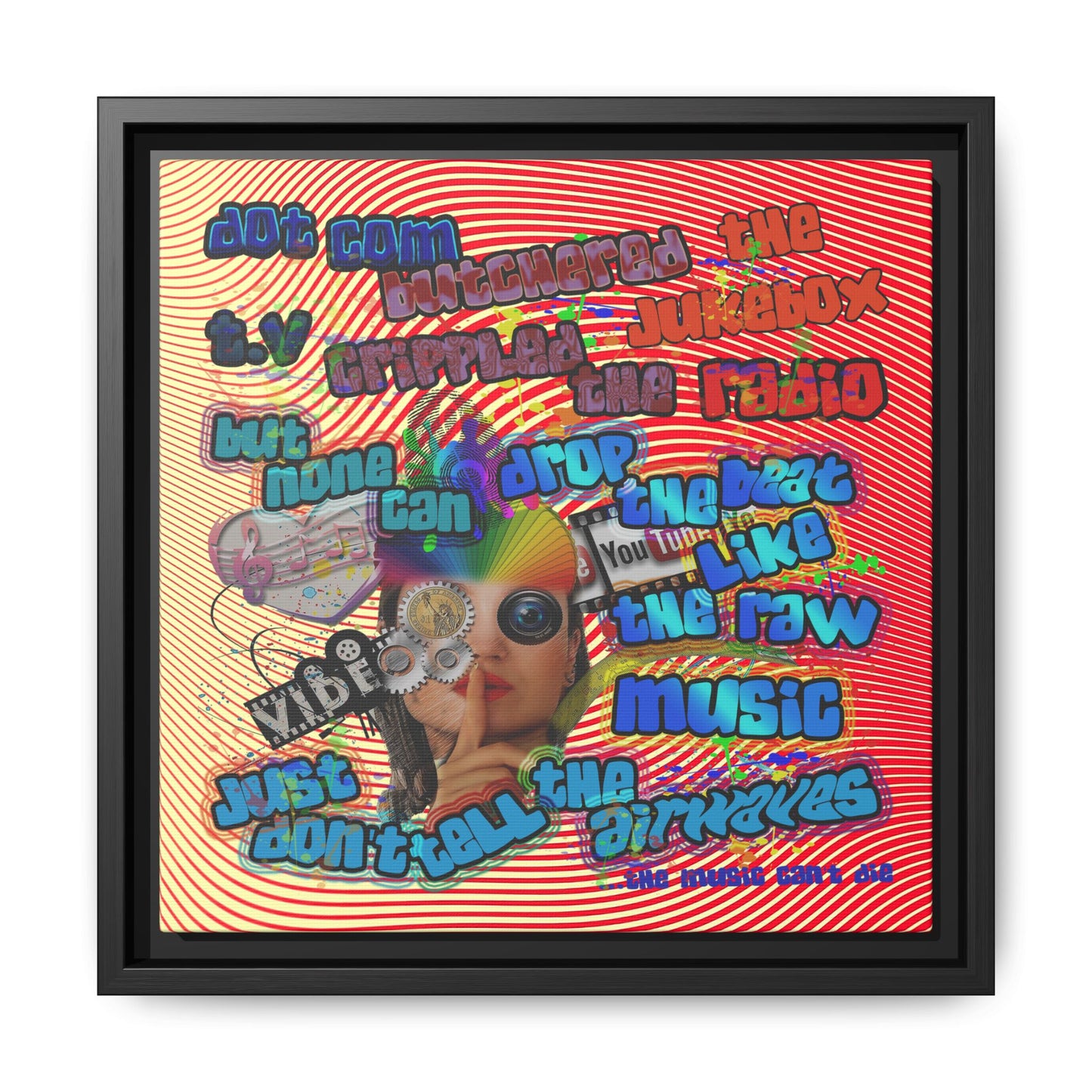 drop the beat - framed canvas art (yellow-orange wave)
