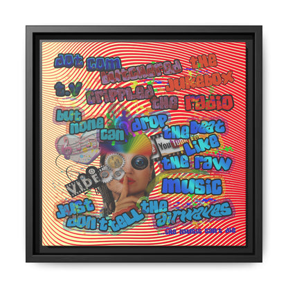 drop the beat - framed canvas art (yellow-orange wave)