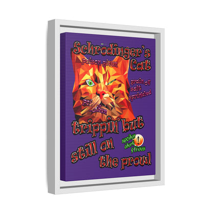 schrodinger's cat - framed canvas art (purple)