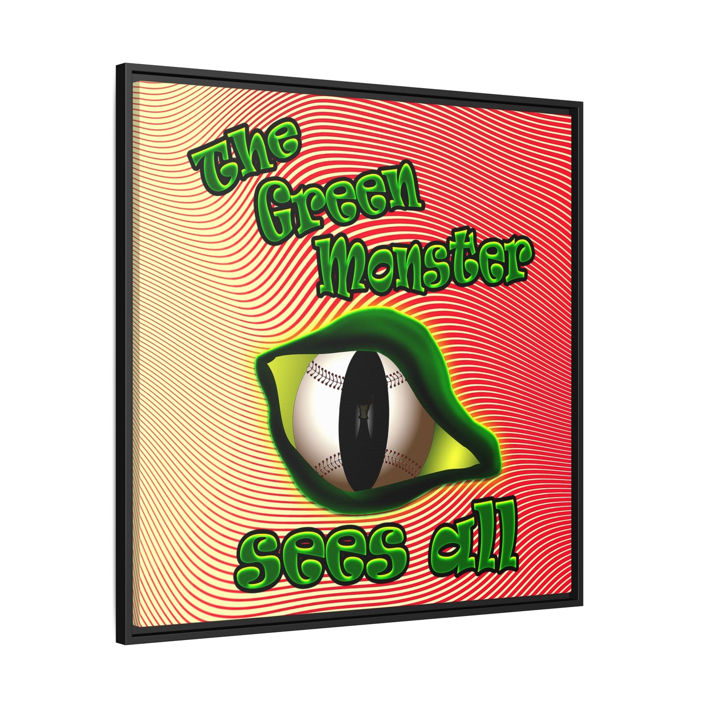 green monster - framed canvas art (yellow-orange wave)