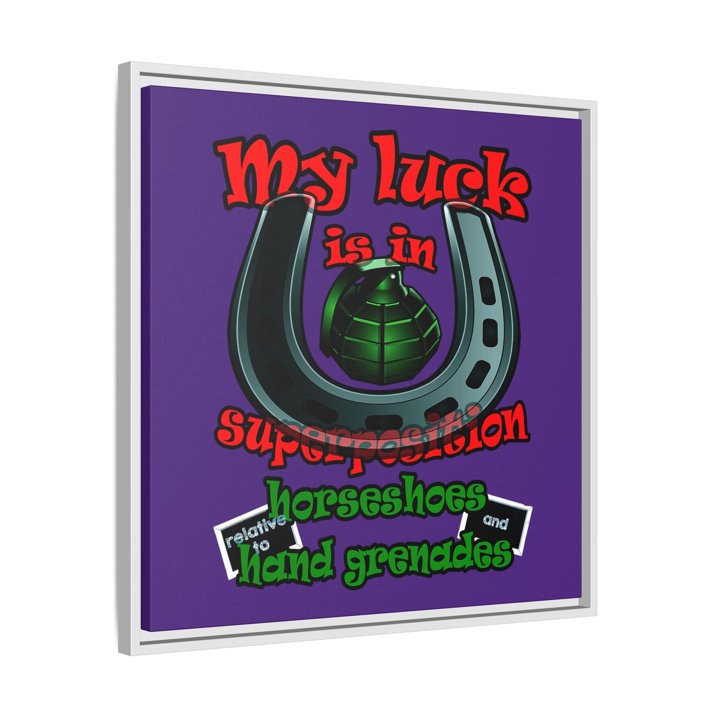 my luck - framed canvas art (purple)