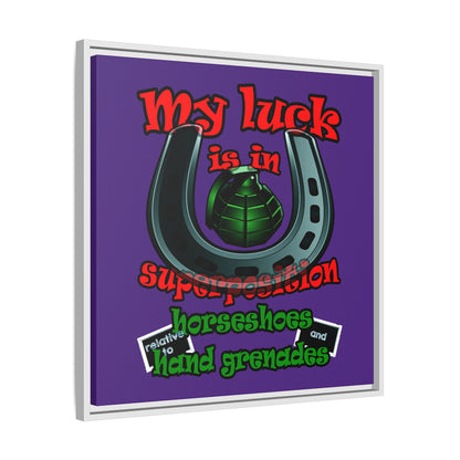 my luck - framed canvas art (purple)
