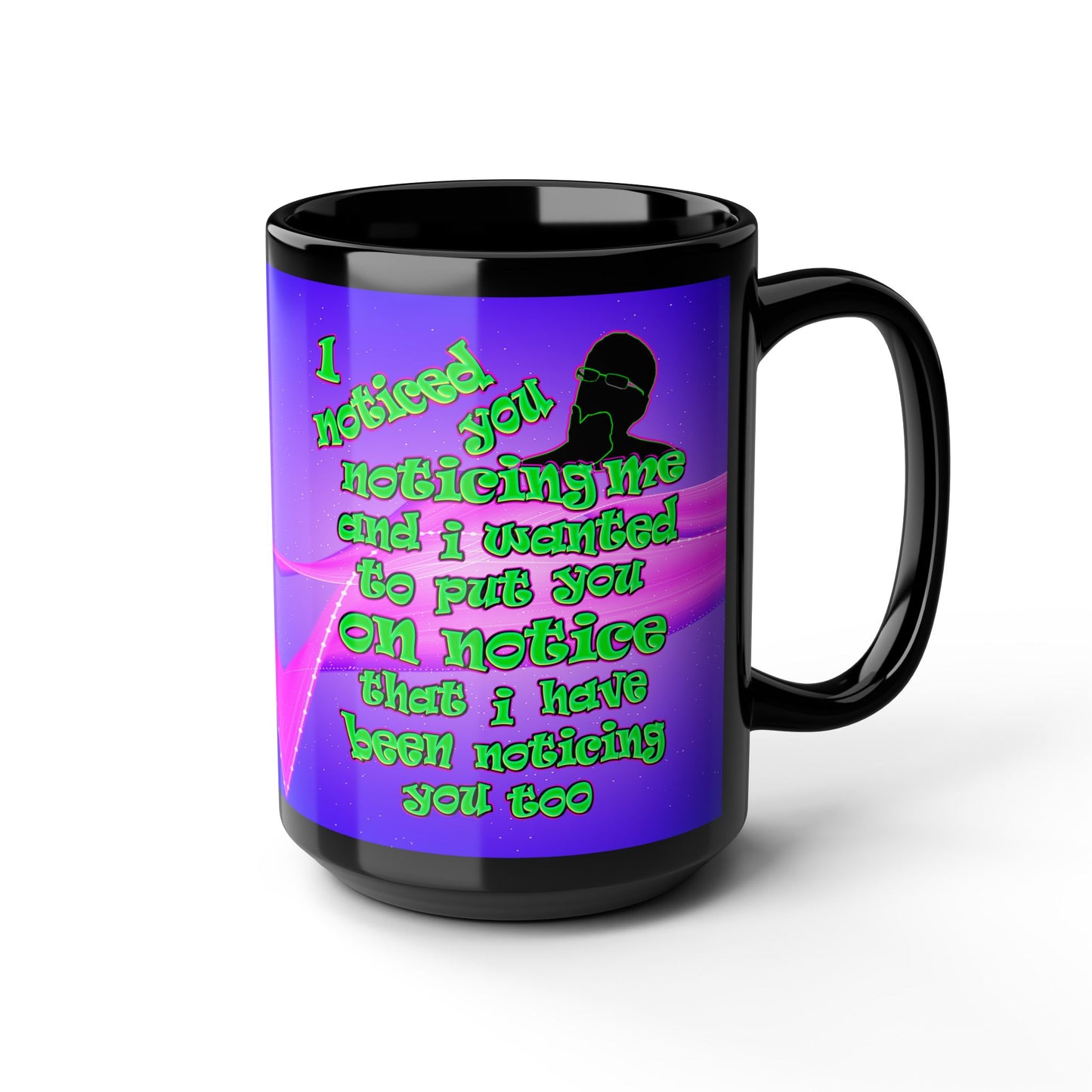 noticed you noticing - Black Mug (purple-pink wave)