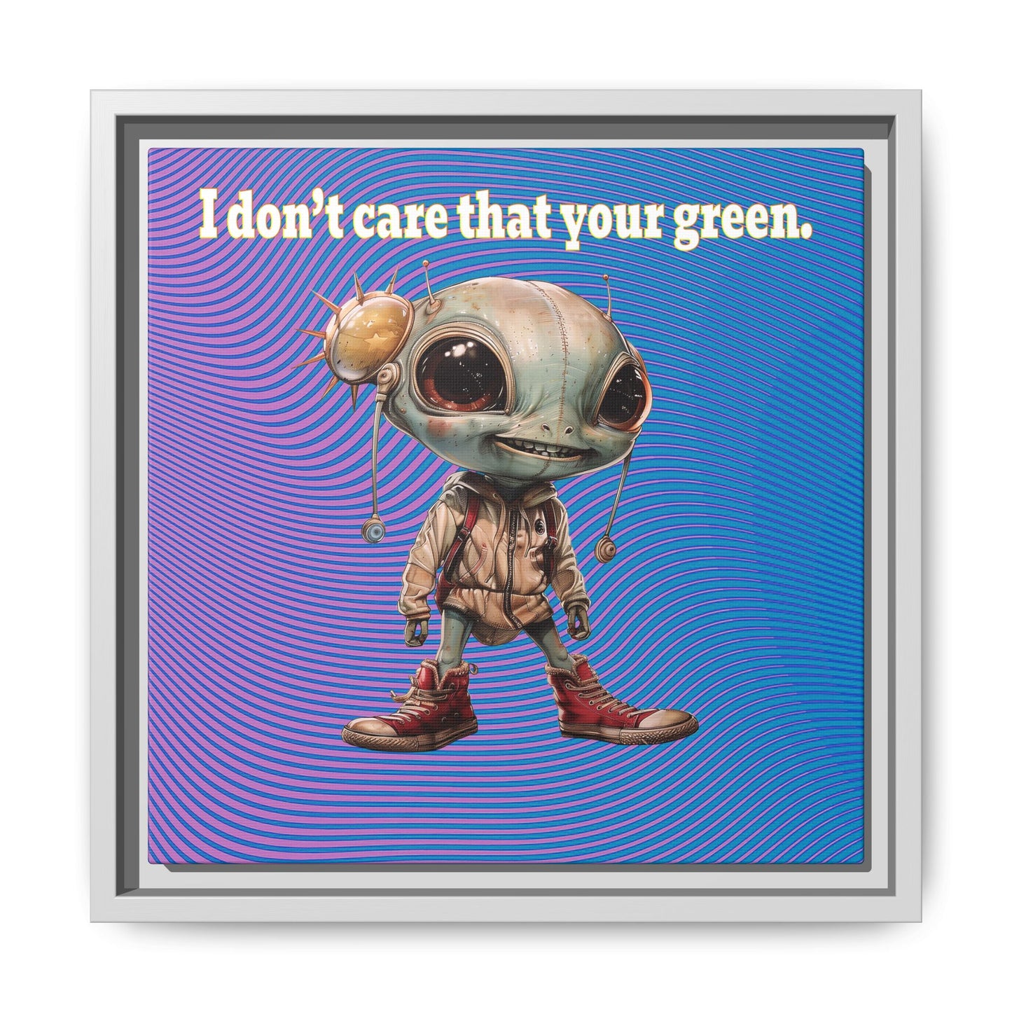 I don't care that your green - framed canvas art (light blue-purple wave)