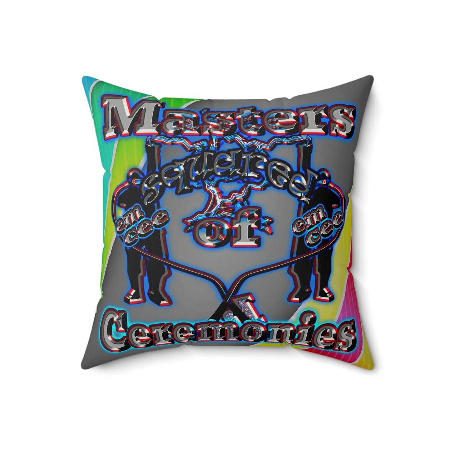 em cee squared - Faux Suede Square Pillow - (rainbow split)