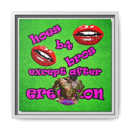 hoes b4 bros - framed canvas art (green turf)