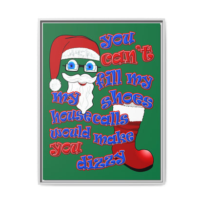 santa's shoes - framed canvas art (dark green)