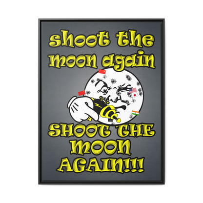 shoot the moon again - framed canvas art (grey-light grey)