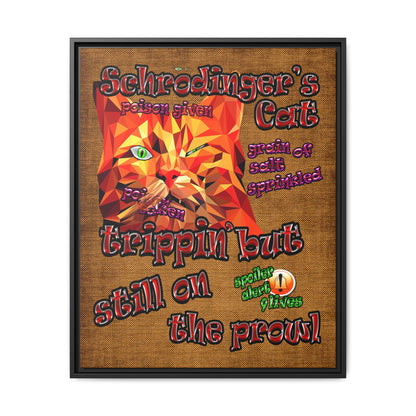 schrodinger's cat - framed canvas art (brown papyrus)