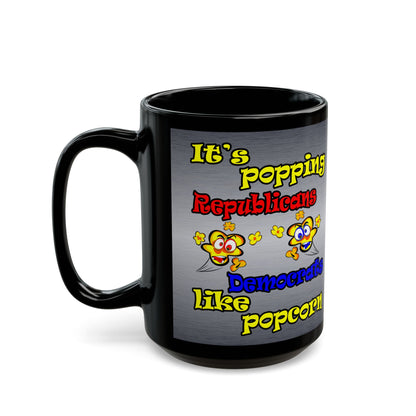 popping like popcorn - Black Mug (brushed nickel)