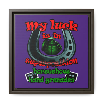 my luck - framed canvas art (purple)
